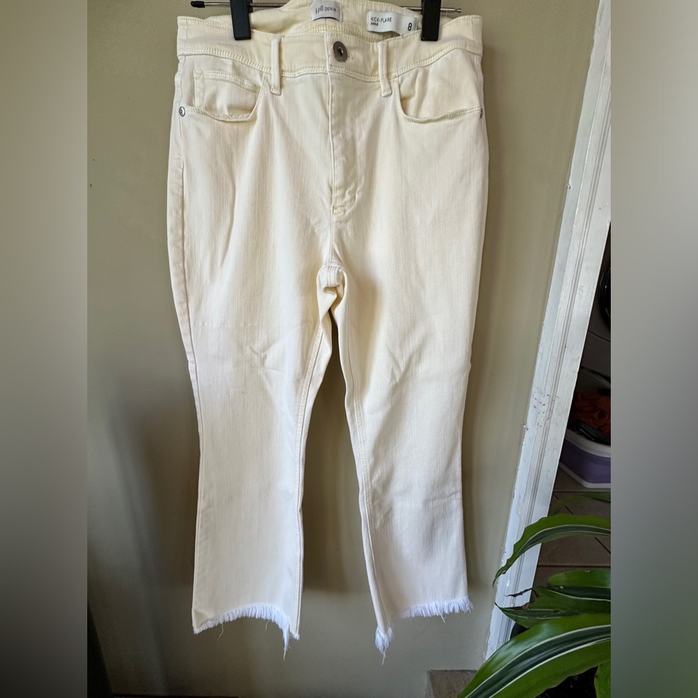 J. Jill Frayed Hem Light Yellow Women’s Pants Size 8